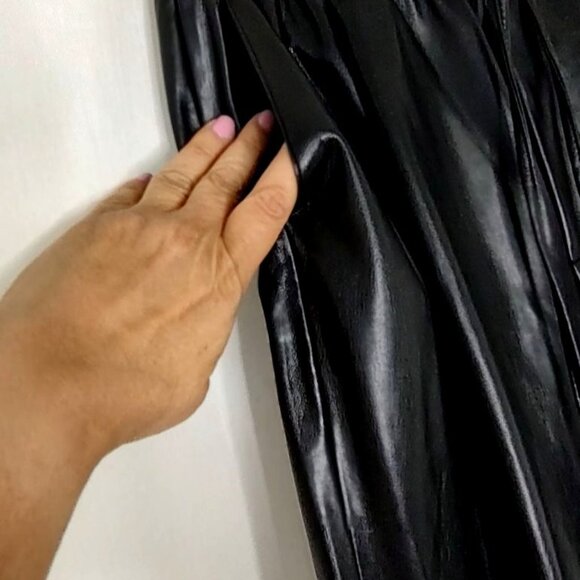 Zara Faux Leather Pants Black S The Weekend Ankle Elastic Waist Pleats - Picture 8 of 11